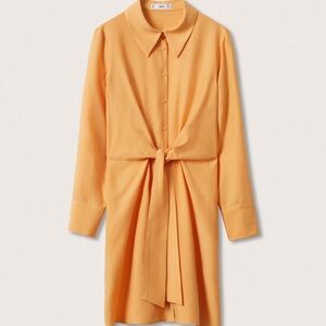 Mango Vibrant Orange Long Sleeve Dress